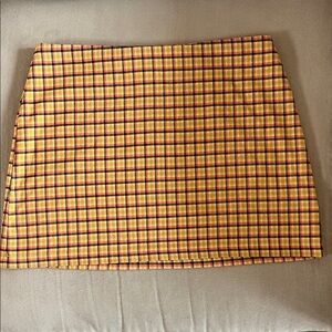 Urban Outfitters Yellow and Red Plaid Mini Skirt